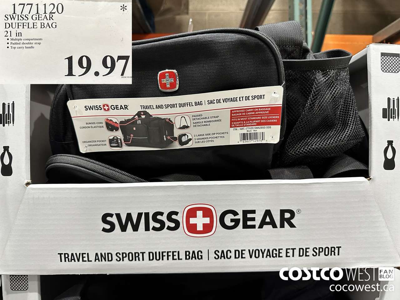 1771120 SWISS GEAR DUFFLE BAG 21 IN $19.97