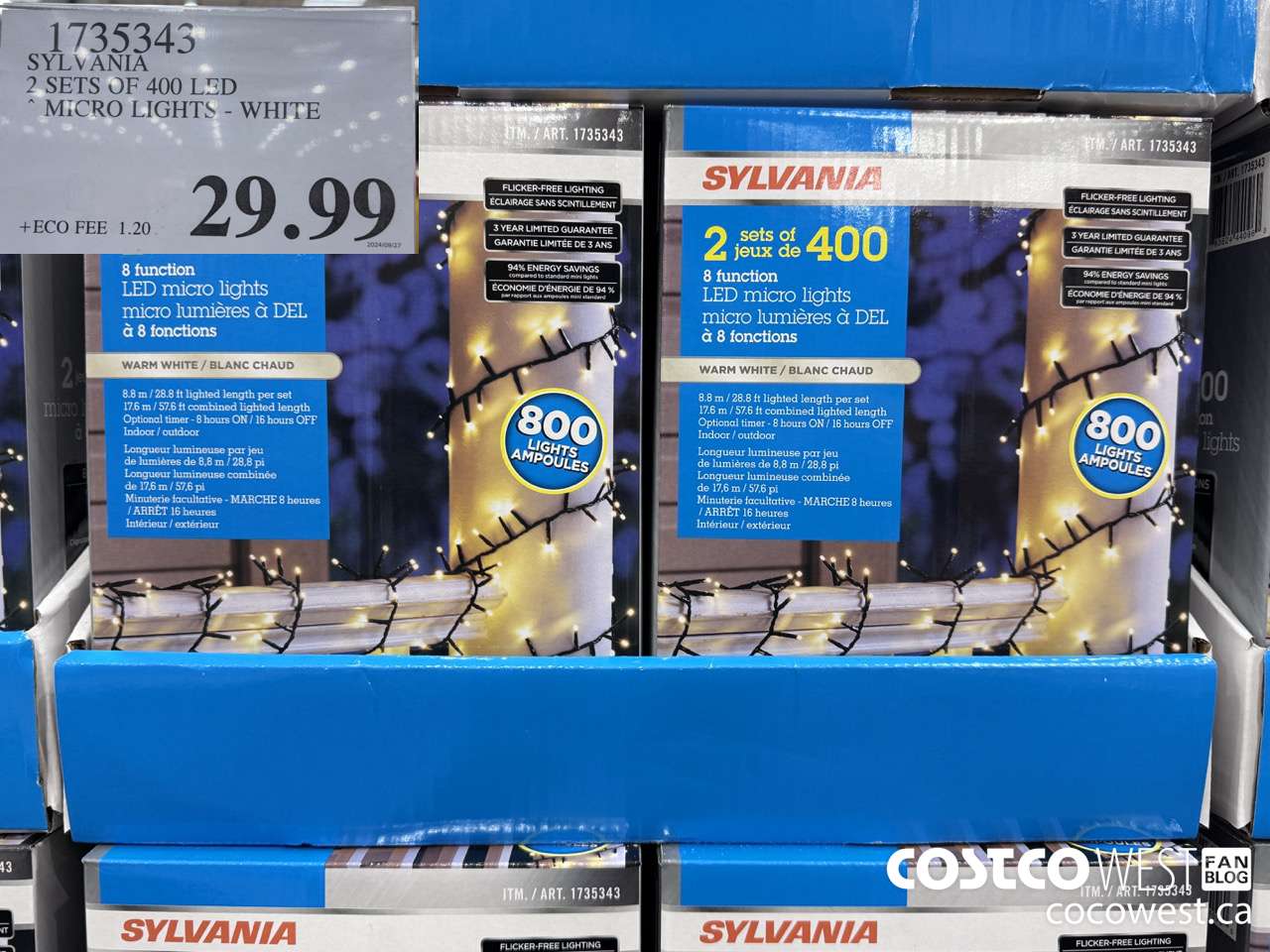 1735343 SYLVANIA 2 SETS OF 400 LED MICRO LIGHTS WHITE $29.99