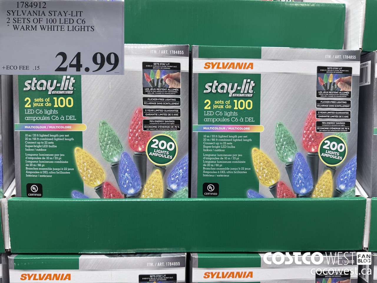 1784912 SYLVANIA STAY-LIT 2 SETS OF 100 LED C6 WARM WHITE LIGHTS $24.99