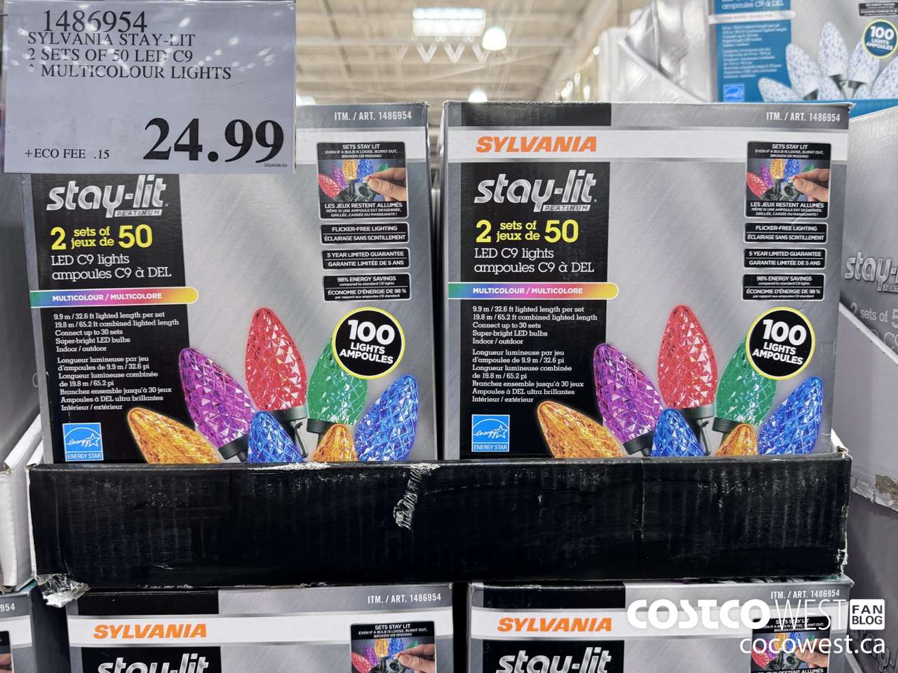 1486954 SYLVANIA STAY-LIT 2 SETS OF 50 LED C9 MULTICOLOURED LIGHTS $24.99