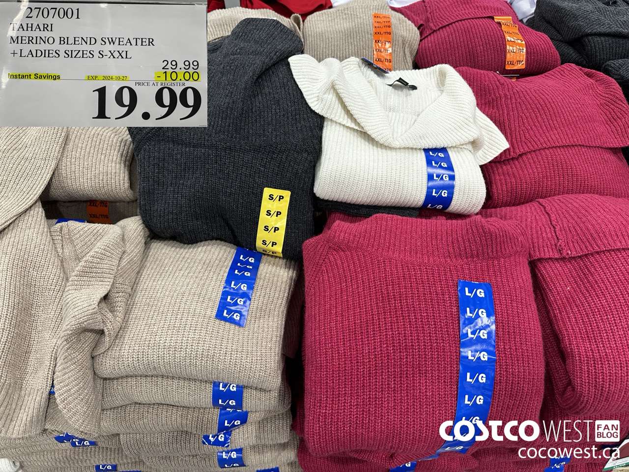 2707001 TAHARI MERINO BLEND SWEATER LADIES SIZES S-XXL ($10.00 INSTANT SAVINGS EXPIRES ON 2024-10-27) $19.99