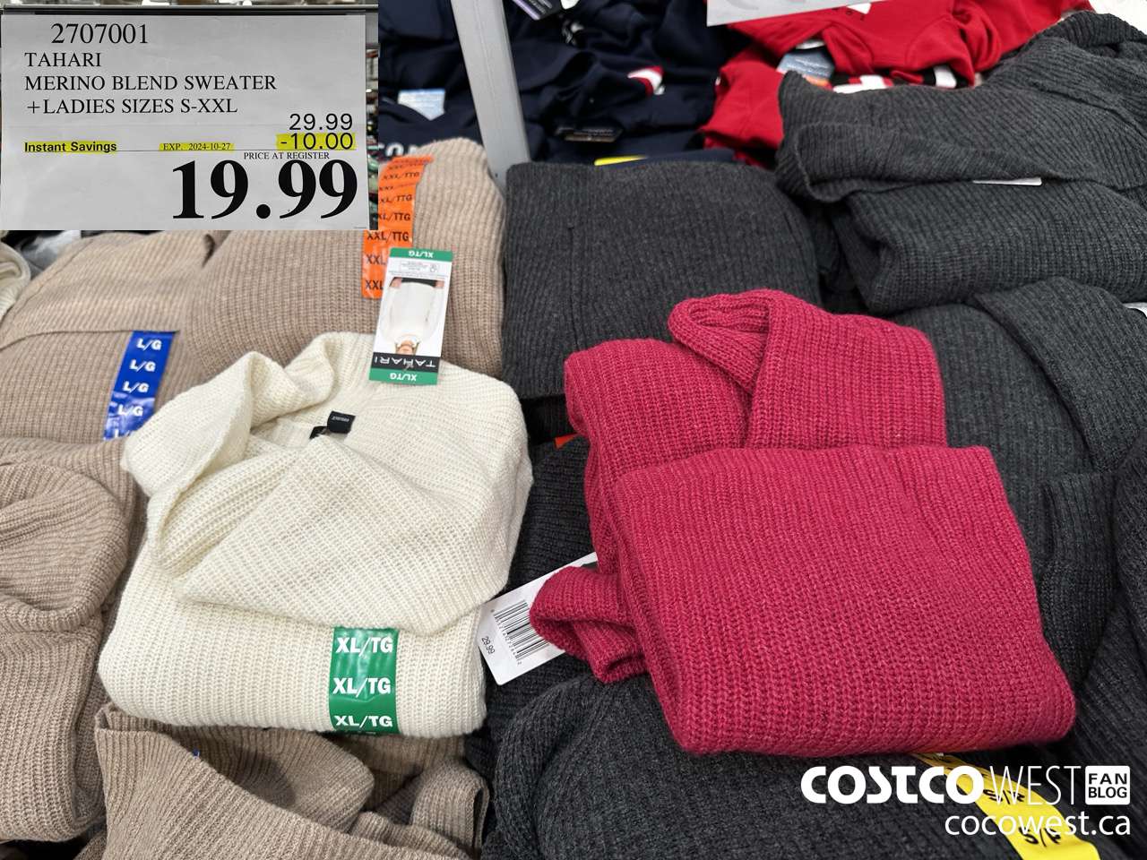2707001 TAHARI MERINO BLEND SWEATER LADIES SIZES S-XXL ($10.00 INSTANT SAVINGS EXPIRES ON 2024-10-27) $19.99