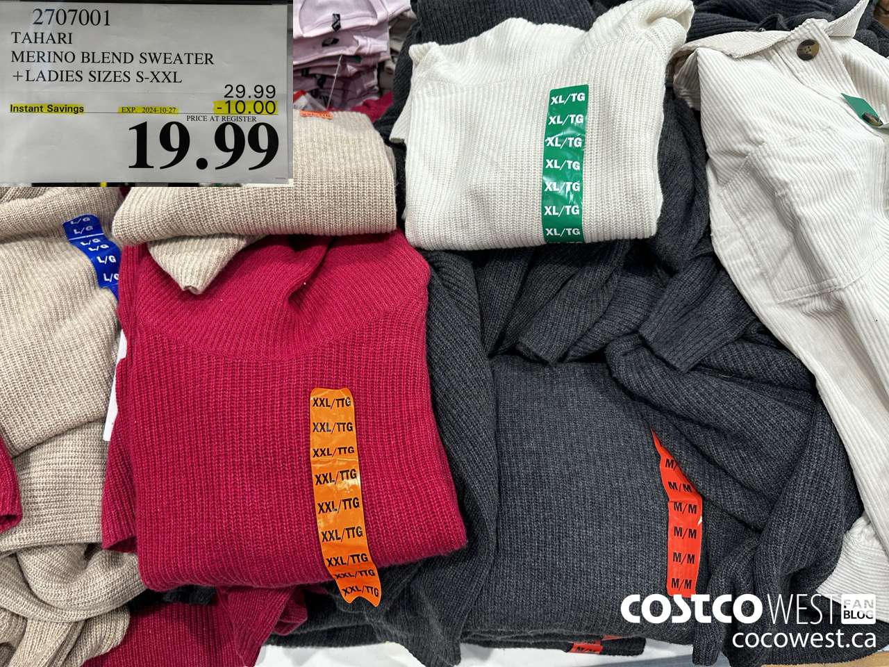 2707001 TAHARI MERINO BLEND SWEATER LADIES SIZES S-XXL ($10.00 INSTANT SAVINGS EXPIRES ON 2024-10-27) $19.99