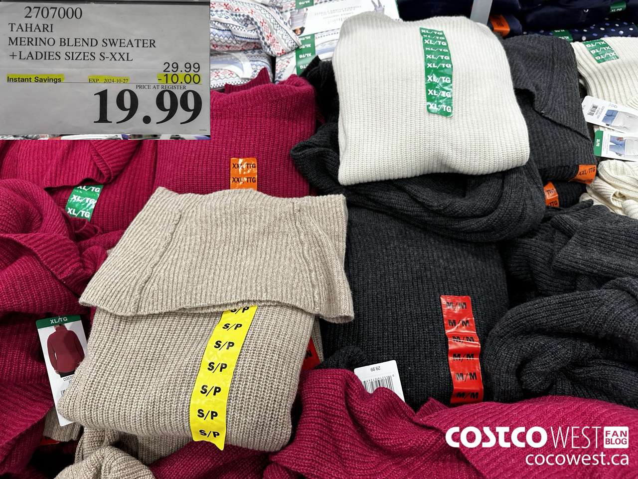 2707000 TAHARI MERINO BLEND SWEATER LADIES SIZES S-XXL ($10.00 INSTANT SAVINGS EXPIRES ON 2024-10-27) $19.99