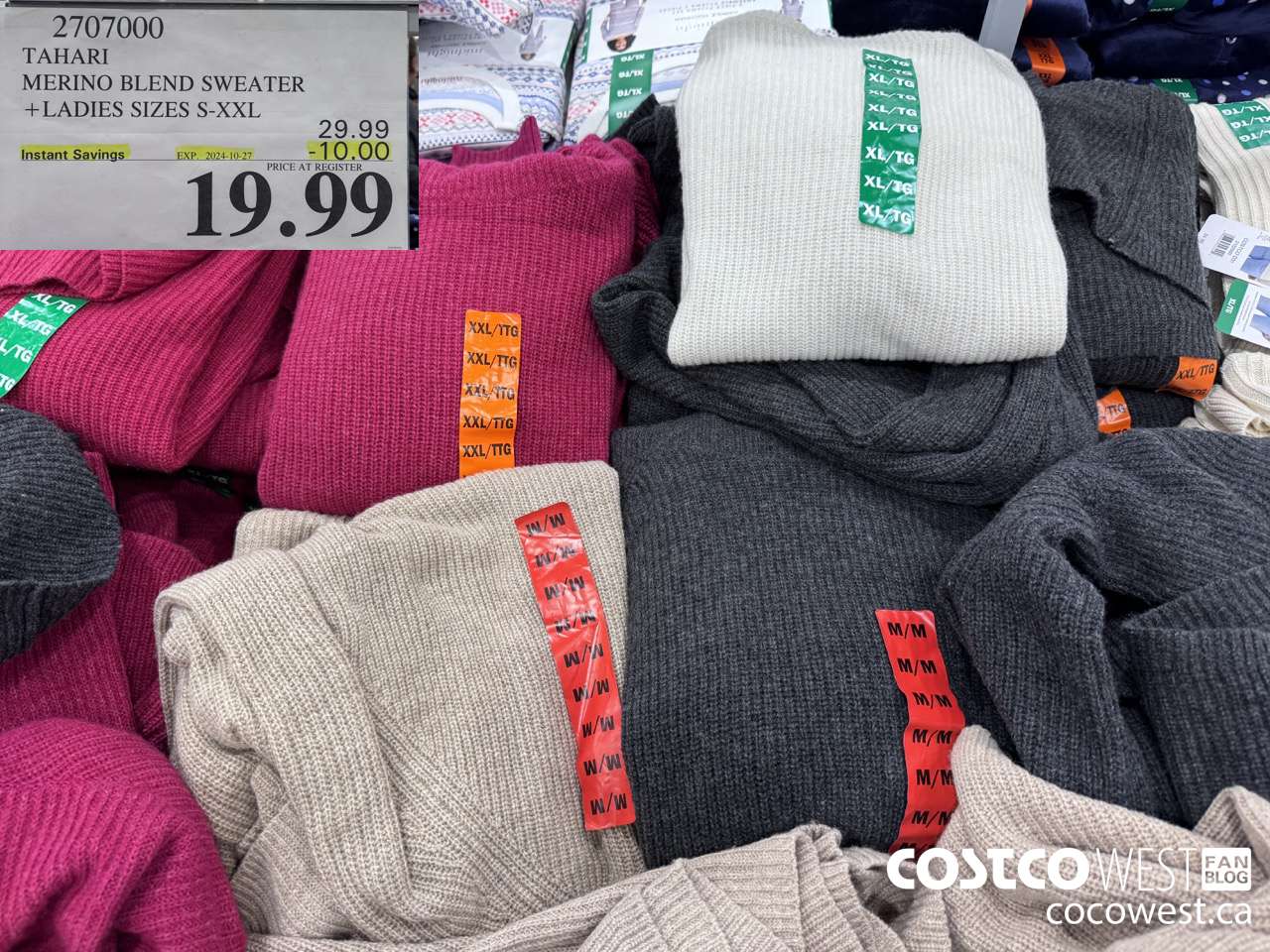2707000 TAHARI MERINO BLEND SWEATER LADIES SIZES S-XXL ($10.00 INSTANT SAVINGS EXPIRES ON 2024-10-27) $19.99