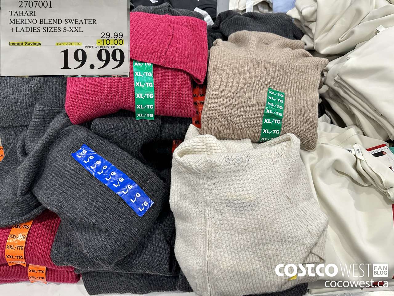 2707001 TAHARI MERINO BLEND SWEATER LADIES SIZES S-XXL ($10.00 INSTANT SAVINGS EXPIRES ON 2024-10-27) $19.99