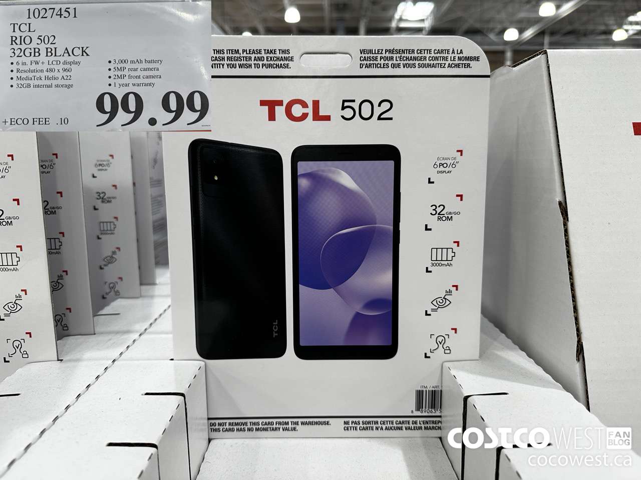 1027451 TCL RIO 502 32GB BLACK $99.99
