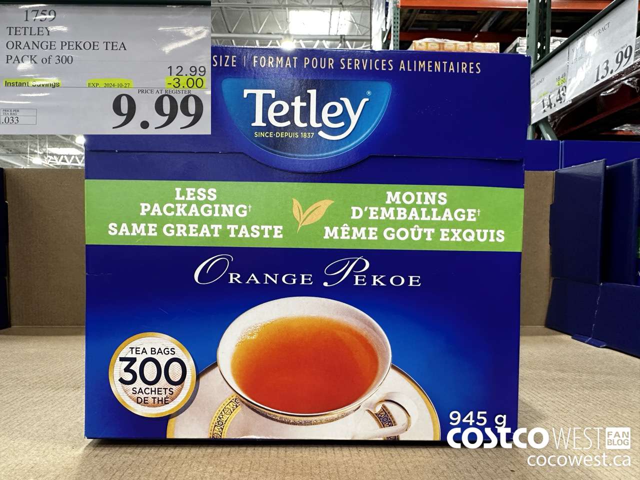 1759 TETLEY ORANGE PEKEO TEA PACK OF 300 ($3.00 INSTANT SAVINGS EXPIRES ON 2024-10-27) $9.99