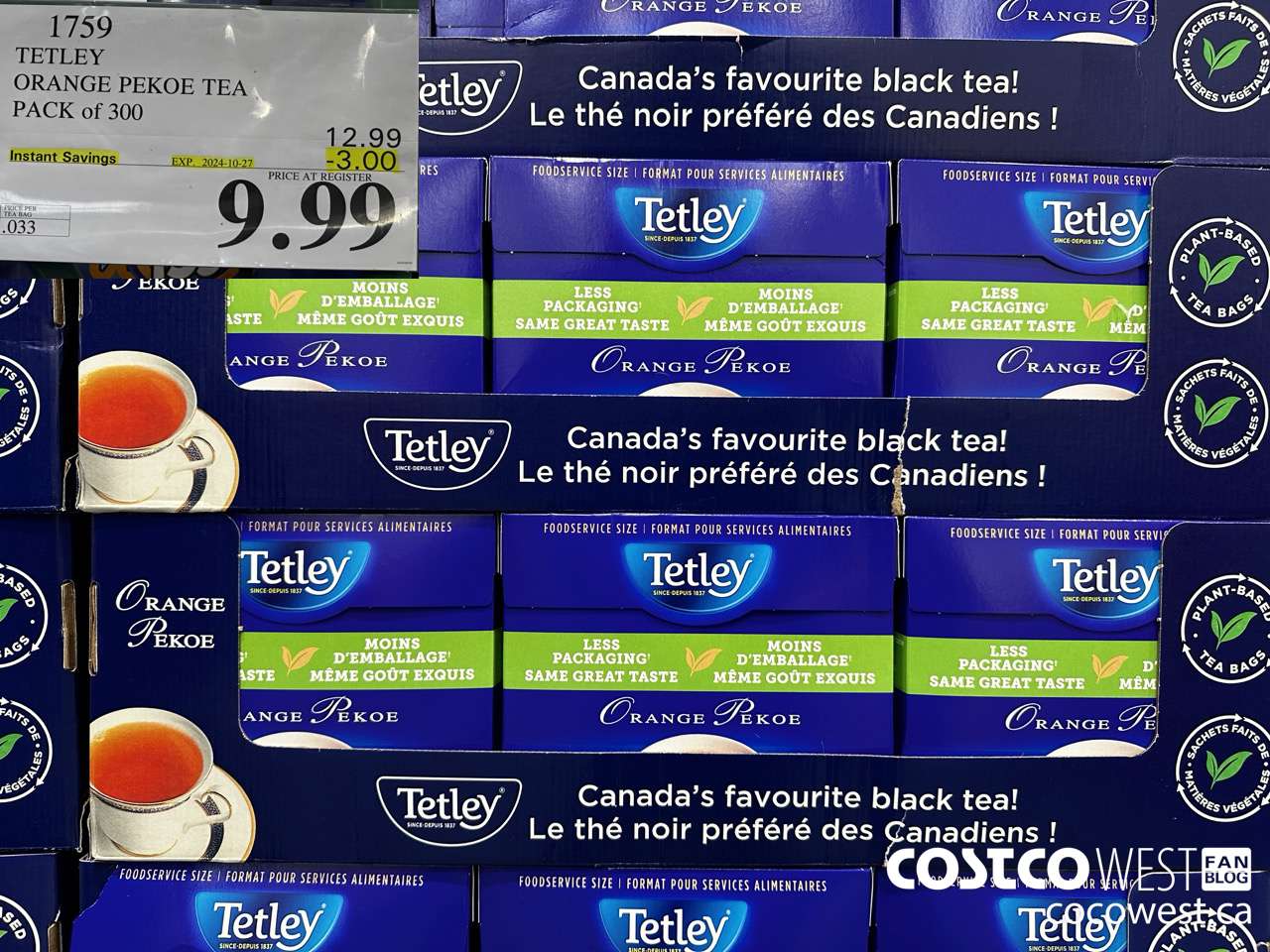 1759 TETLEY ORANGE PEKEO TEA PACK OF 300 ($3.00 INSTANT SAVINGS EXPIRES ON 2024-10-27) $9.99