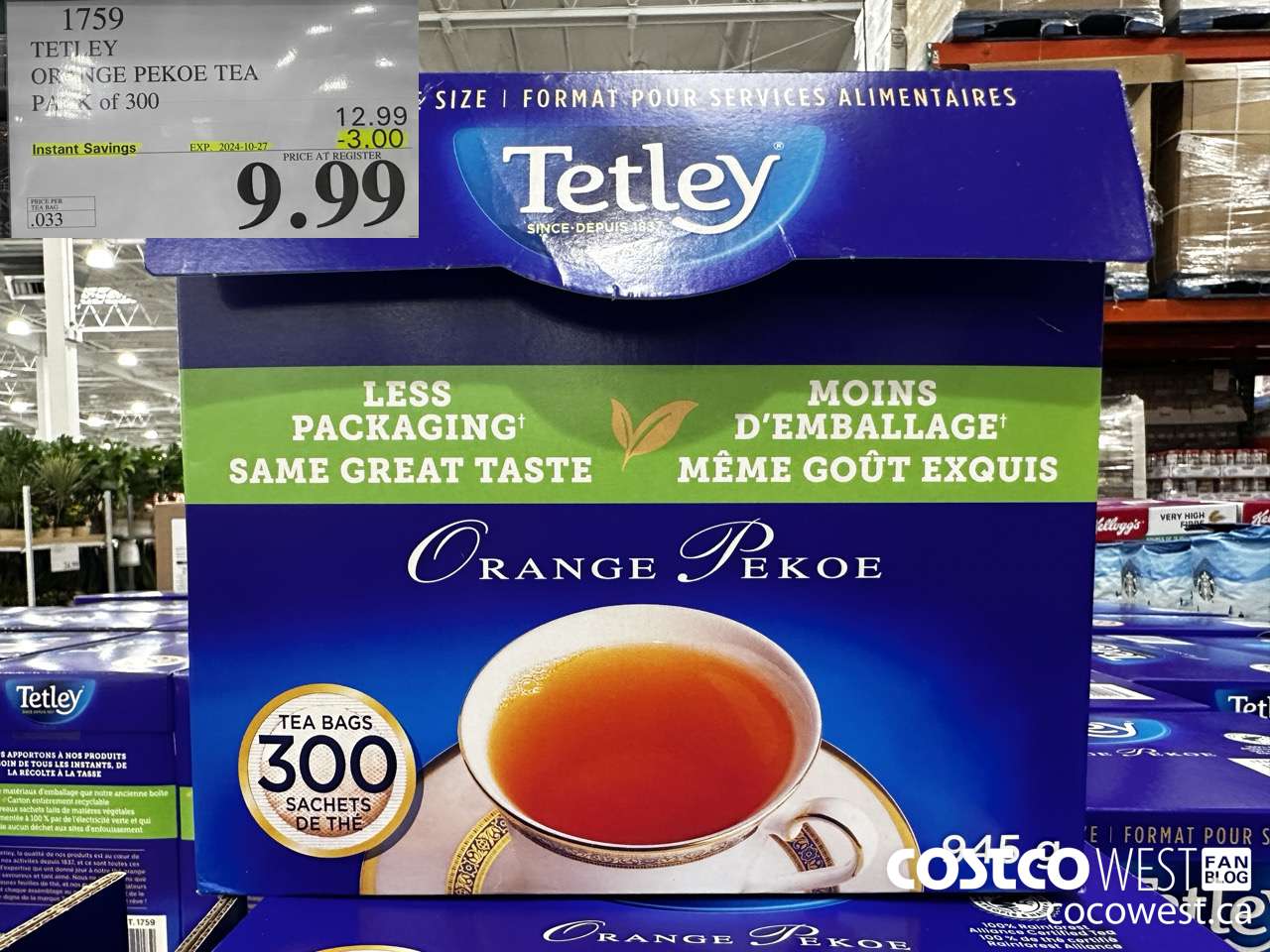 1759 TETLEY ORANGE PEKEO TEA PACK OF 300 ($3.00 INSTANT SAVINGS EXPIRES ON 2024-10-27) $9.99