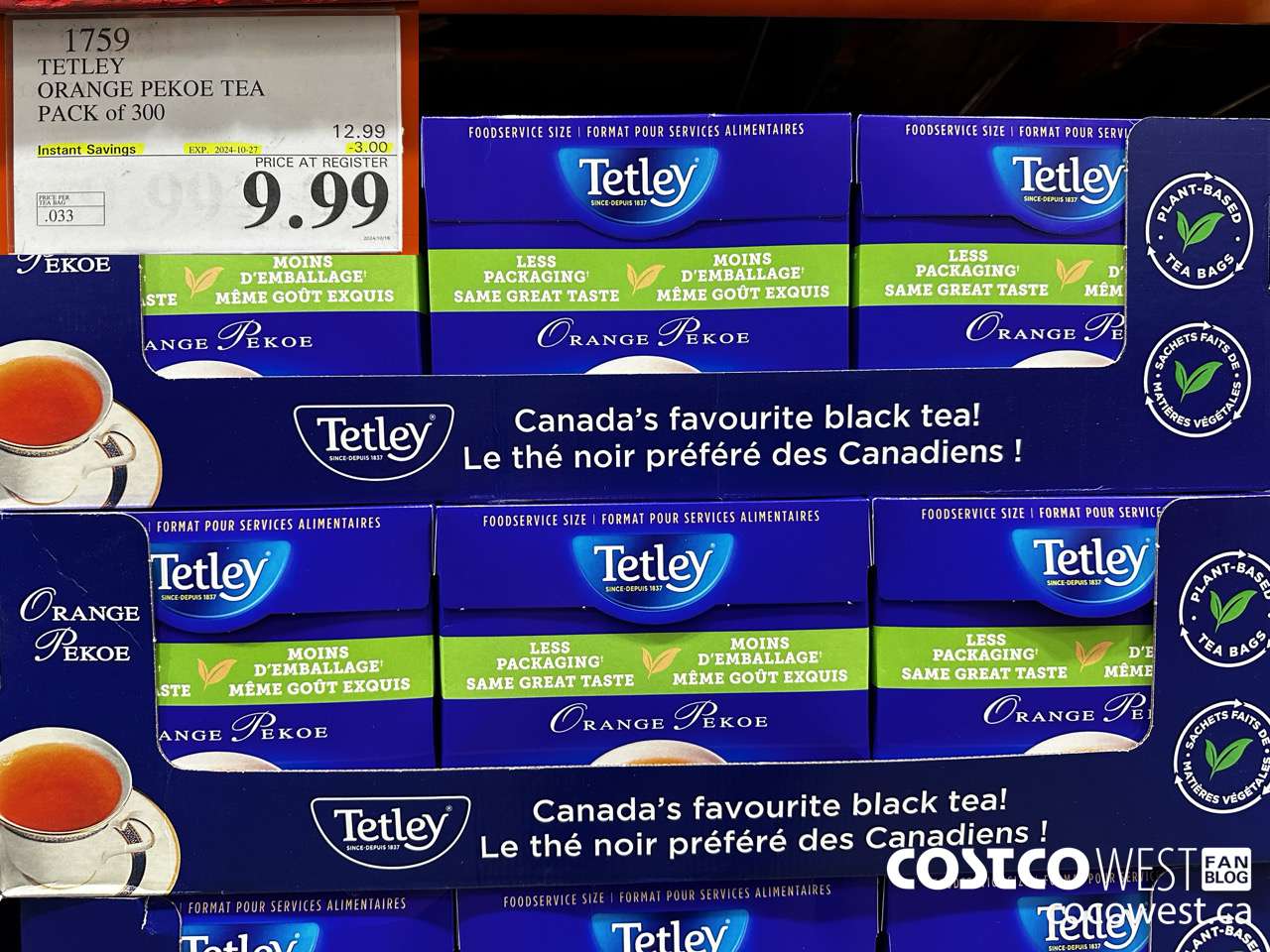 1759 TETLEY ORANGE PEKEO TEA PACK OF 300 ($3.00 INSTANT SAVINGS EXPIRES ON 2024-10-27) $9.99