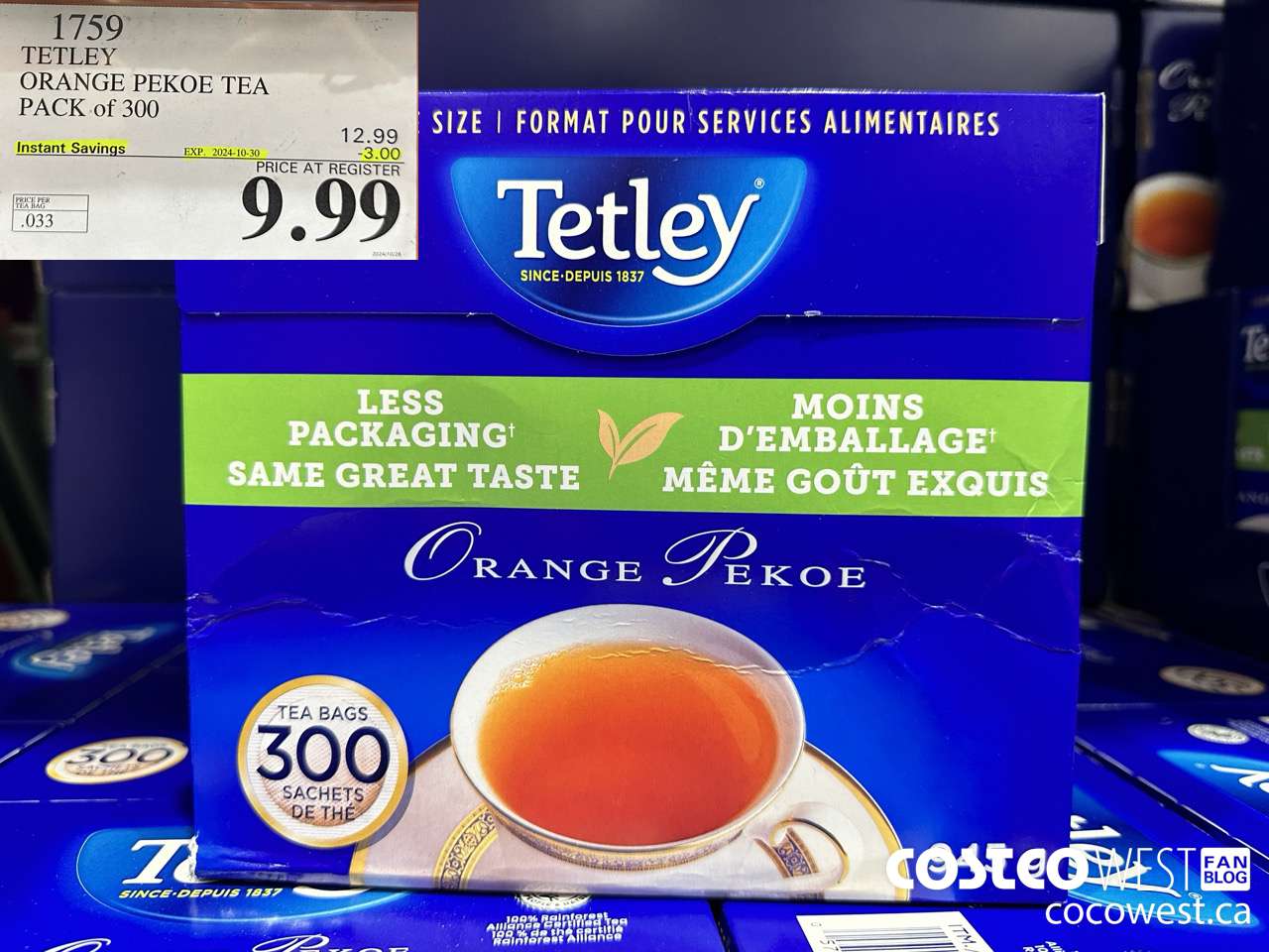 1759 TETLEY ORANGE PEKEO TEA PACK OF 300 ($3.00 INSTANT SAVINGS EXPIRES ON 2024-10-30) $9.99