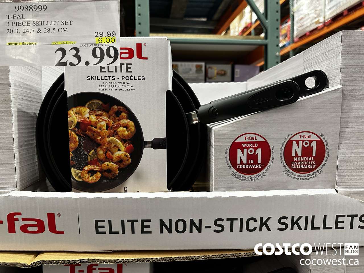9988999 T-FAL NON-STICK SKILLET SET 3 PIECES ($6.00 INSTANT SAVINGS EXPIRES ON 2024-10-20) $23.99
