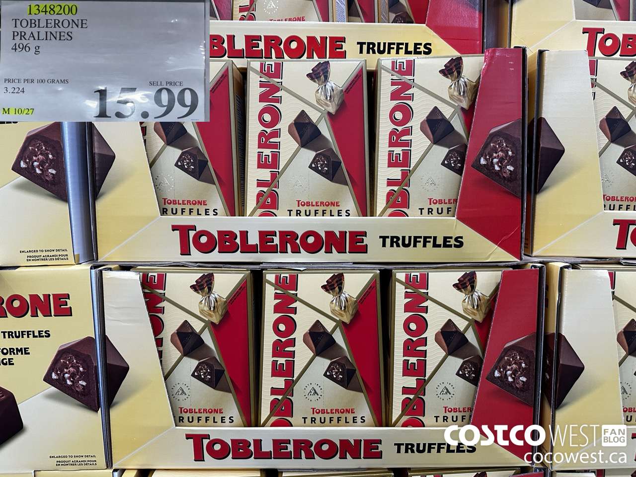 1348200 TOBLERONE PRALINES 496G $15.99
