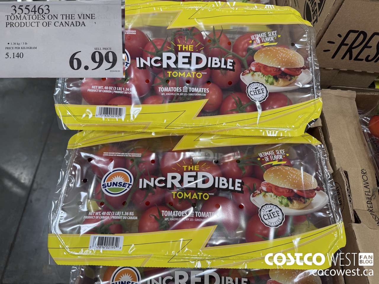 355463 TOMATOES ON THE VINE PRODUCT OF CANADA $6.99