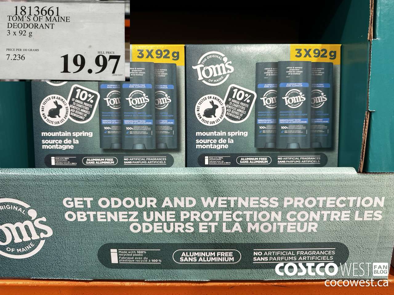 1813661 TOM'S OF MAINE DEODORANT 3 X 92G $19.97