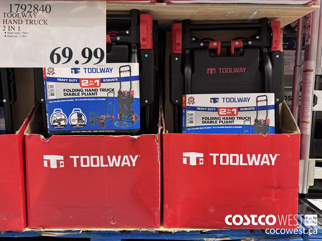1792840 TOOLWAY HAND TRUCK 2 IN 1 $69.99