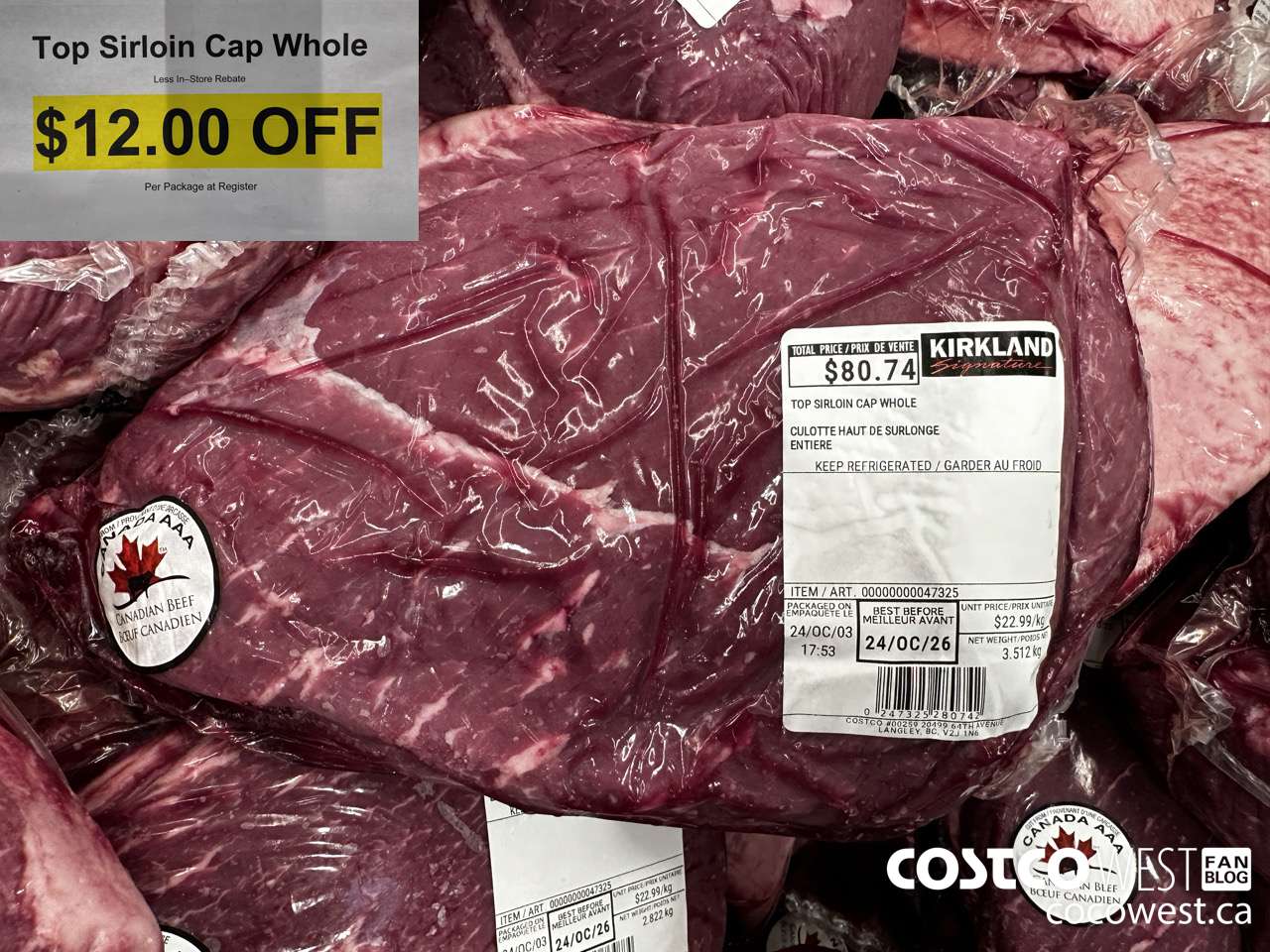47325 TOP SIRLOIN CAP WHOLE ($12.00 INSTANT SAVINGS)
