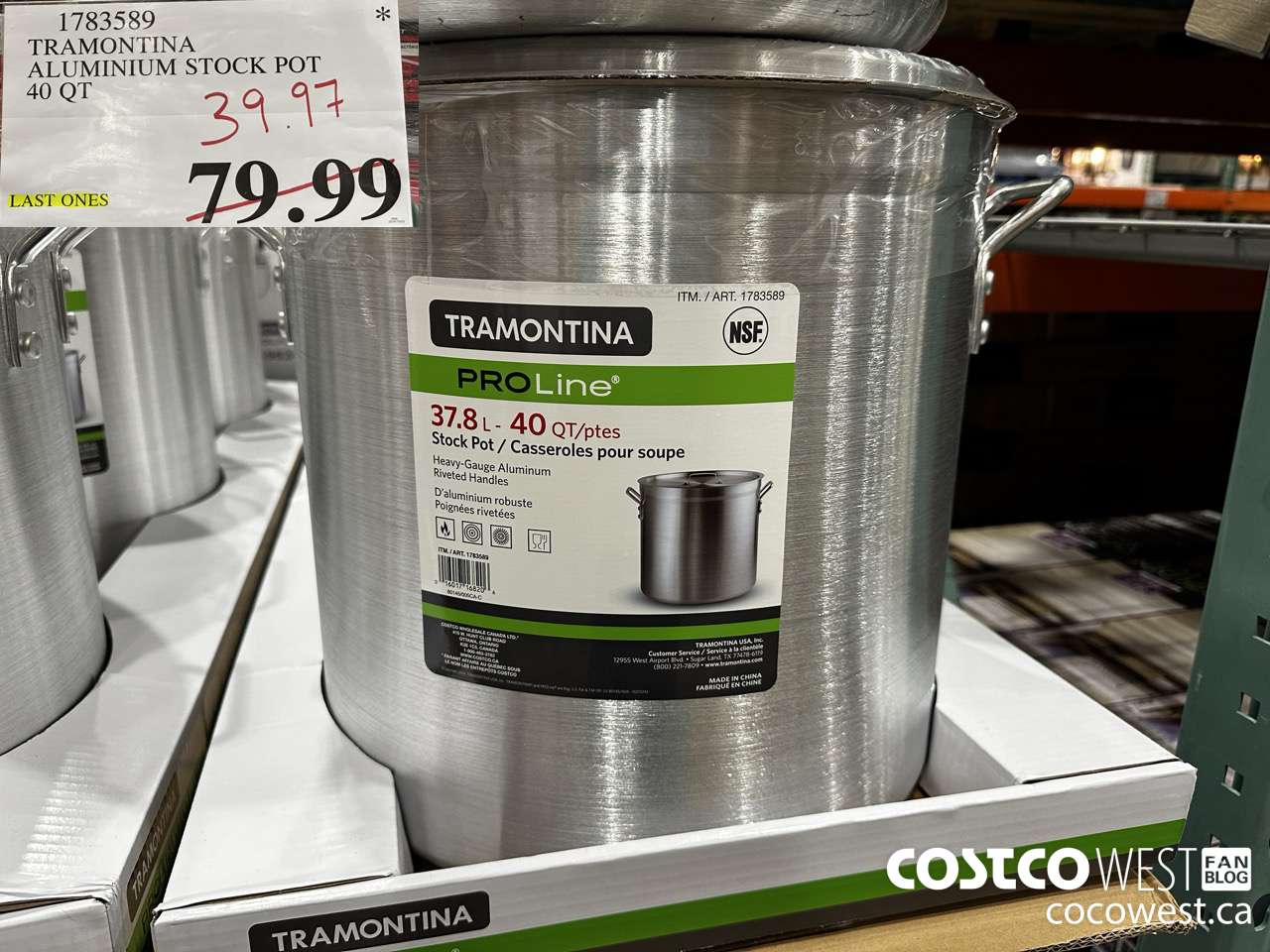 1783589 TRAMONTINA ALUMINIUM STOCK POT 40 QT $39.97