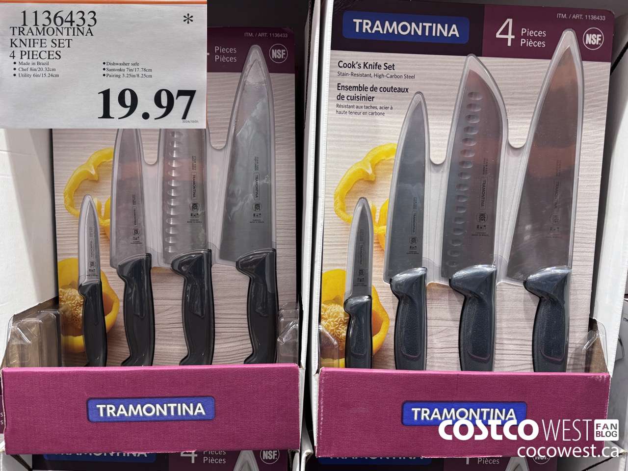 1136433 TRAMONTINA KNIFE SET 4 PIECES $19.97