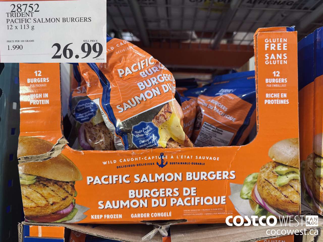 28752 TRIDENT PACIFIC SALMON BURGERS 12 X 113 G $26.99