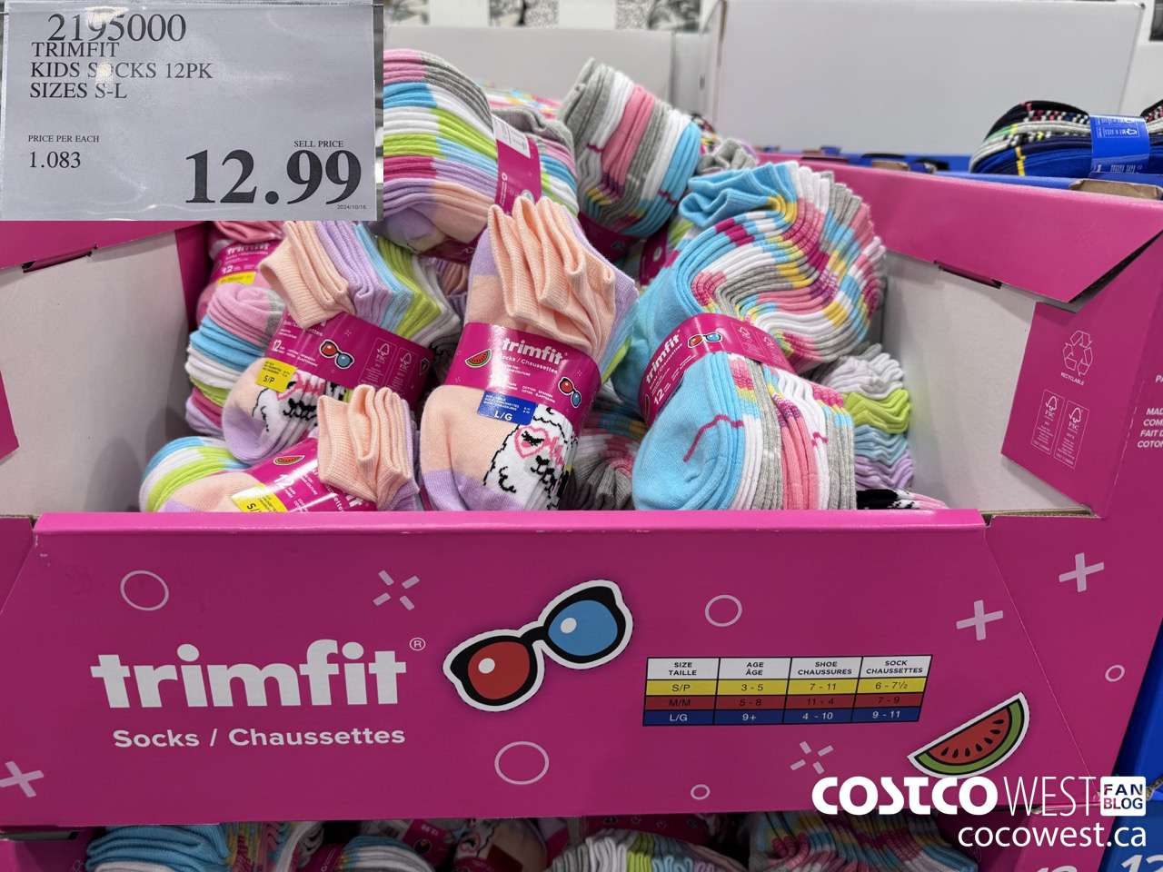 2195000 TRIMFIT KIDS SOCKS 12PK SIZES S-L $12.99