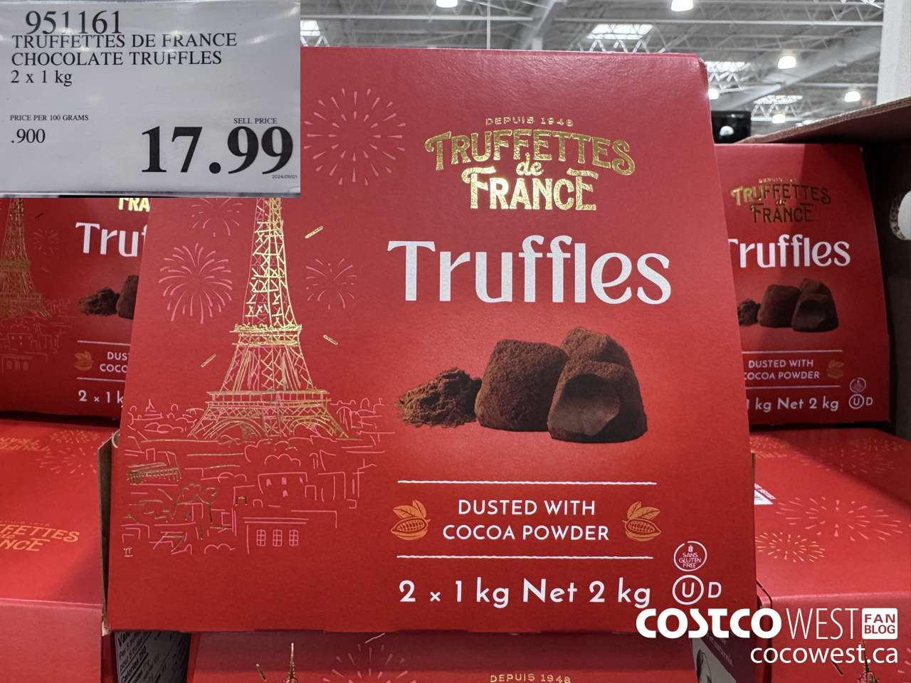 951161 TRUFFETTES DE FRANCE CHOCOLATE TRUFFLES 2 x 1kg $17.99