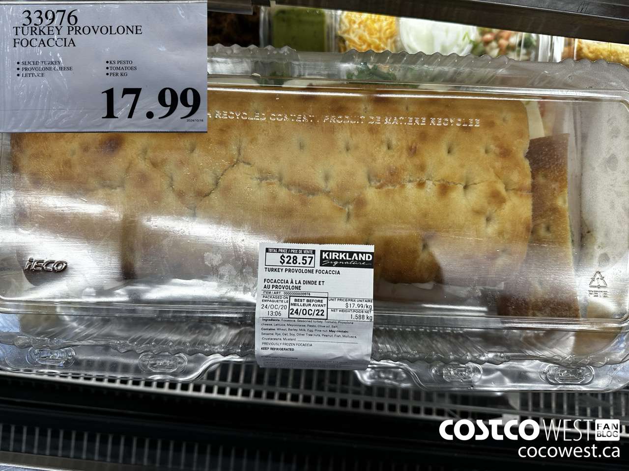 33976 TURKEY PROVOLONE FOCACCIA $17.99