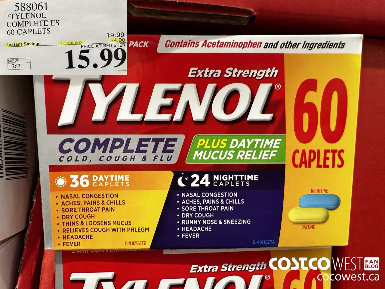 588061 TYLENOL COMPLETE COMPLETE ES 60 CAPS ($4.00 INSTANT SAVINGS EXPIRES ON 2024-10-13) $15.99