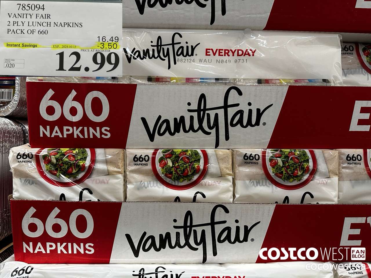 785094 VANITY FAIR 2 PLY LUNCH NAPKIN PACK OF 660 ($3.50 INSTANT SAVINGS EXPIRES ON 2024-10-13) $12.99