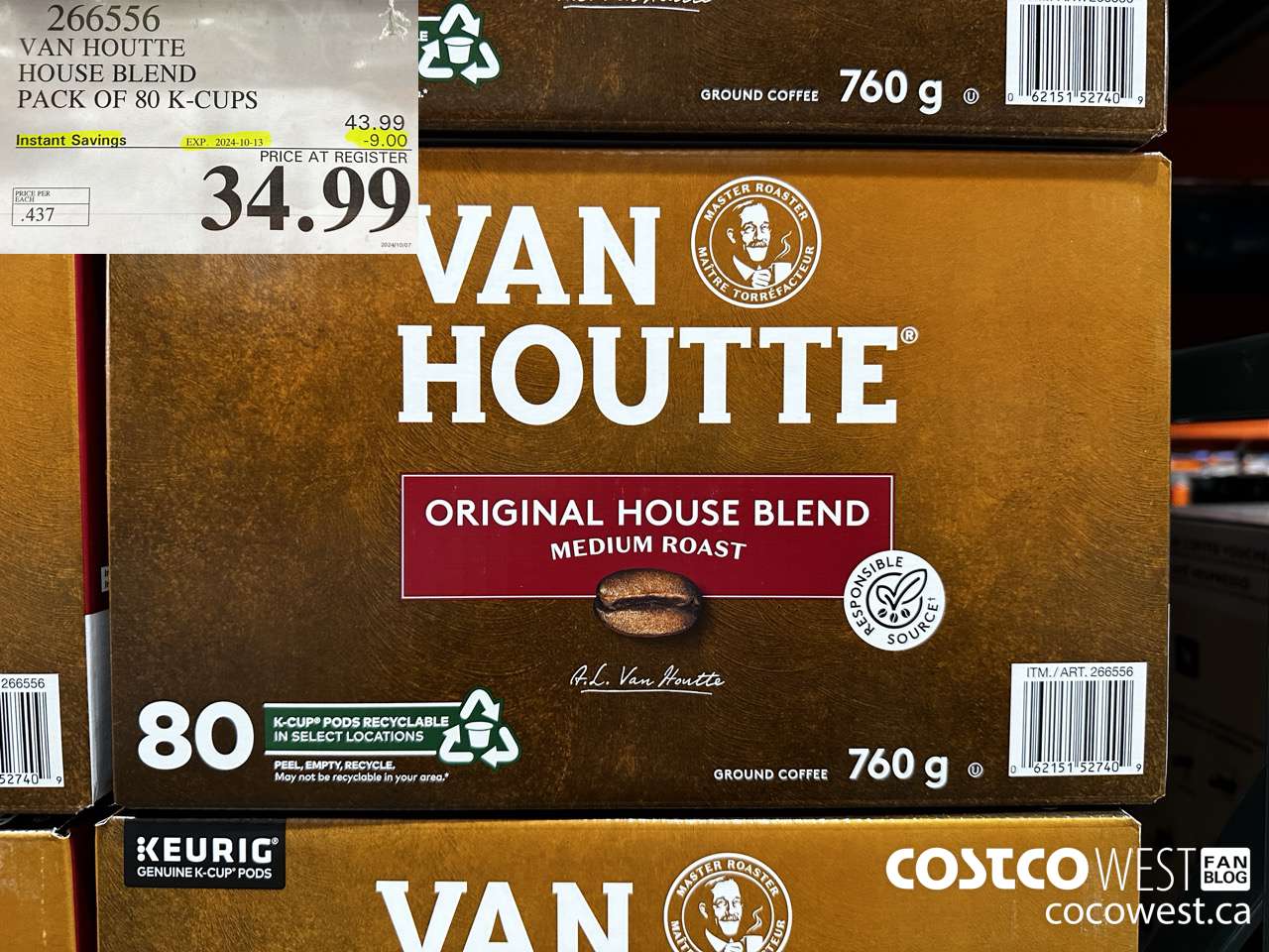 266556 VAN HOUTTE HOUSE BLEND K-CUPS 80 COUNT ($9.00 INSTANT SAVINGS EXPIRES ON 2024-10-13) $34.99
