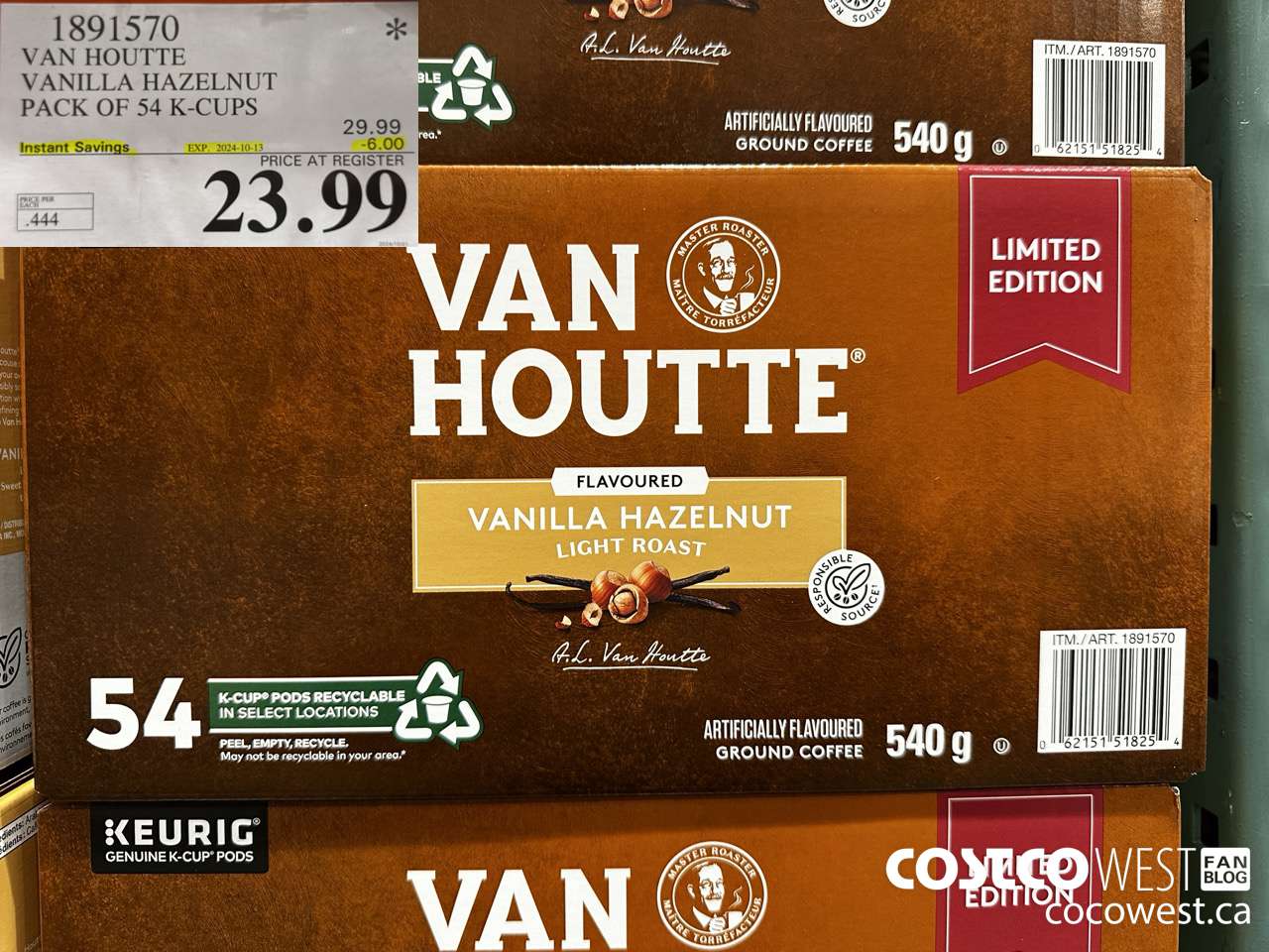 1891570 VAN HOUTTE VANILLA HAZELNUT PACK OF 54 K-CUPS ($6.00 INSTANT SAVINGS EXPIRES ON 2024-10-13) $23.99