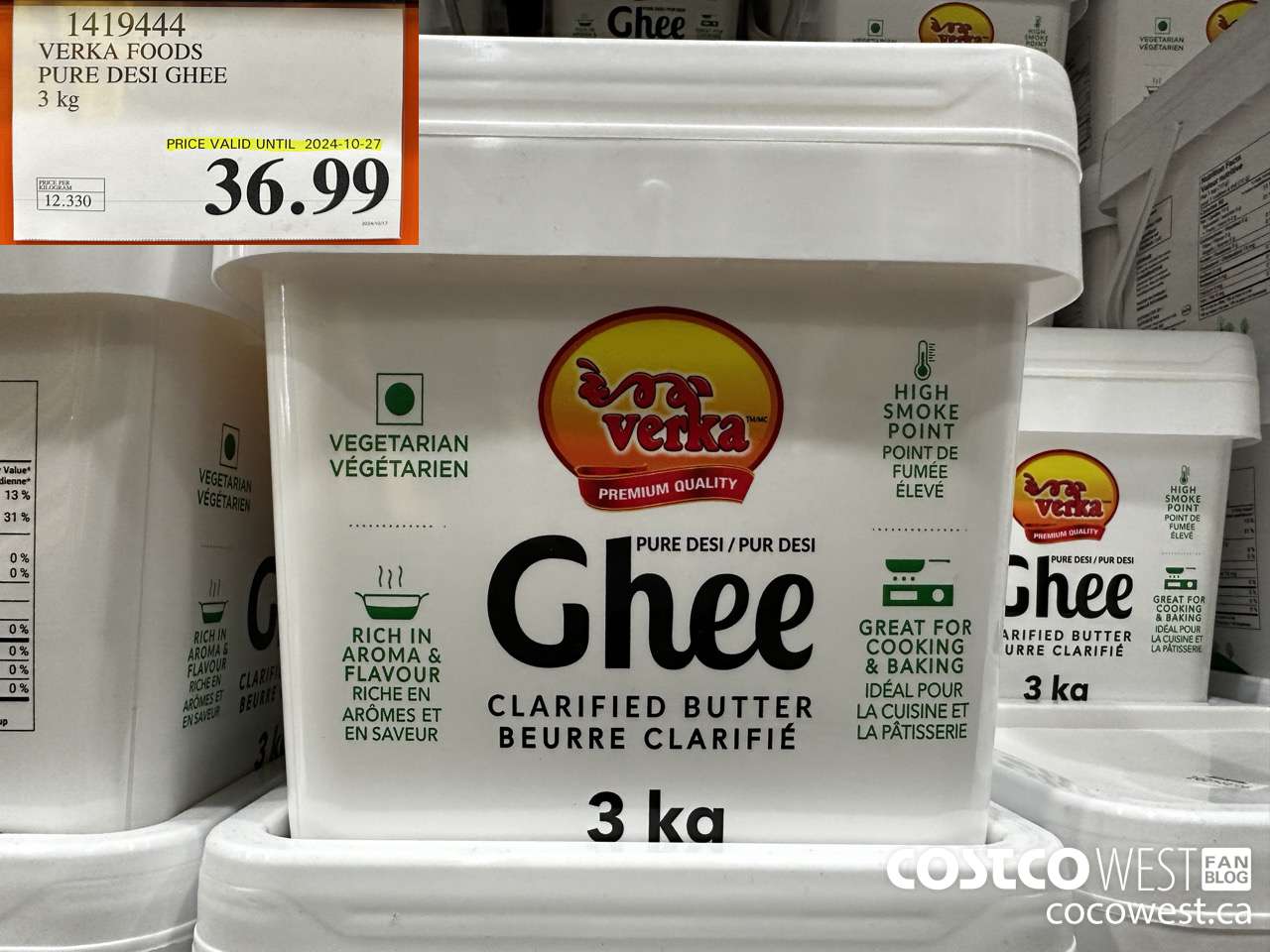 1419444 VERKA FOODS PURE DESI GHEE 3 kg (EXPIRES ON 2024-10-27) $36.99