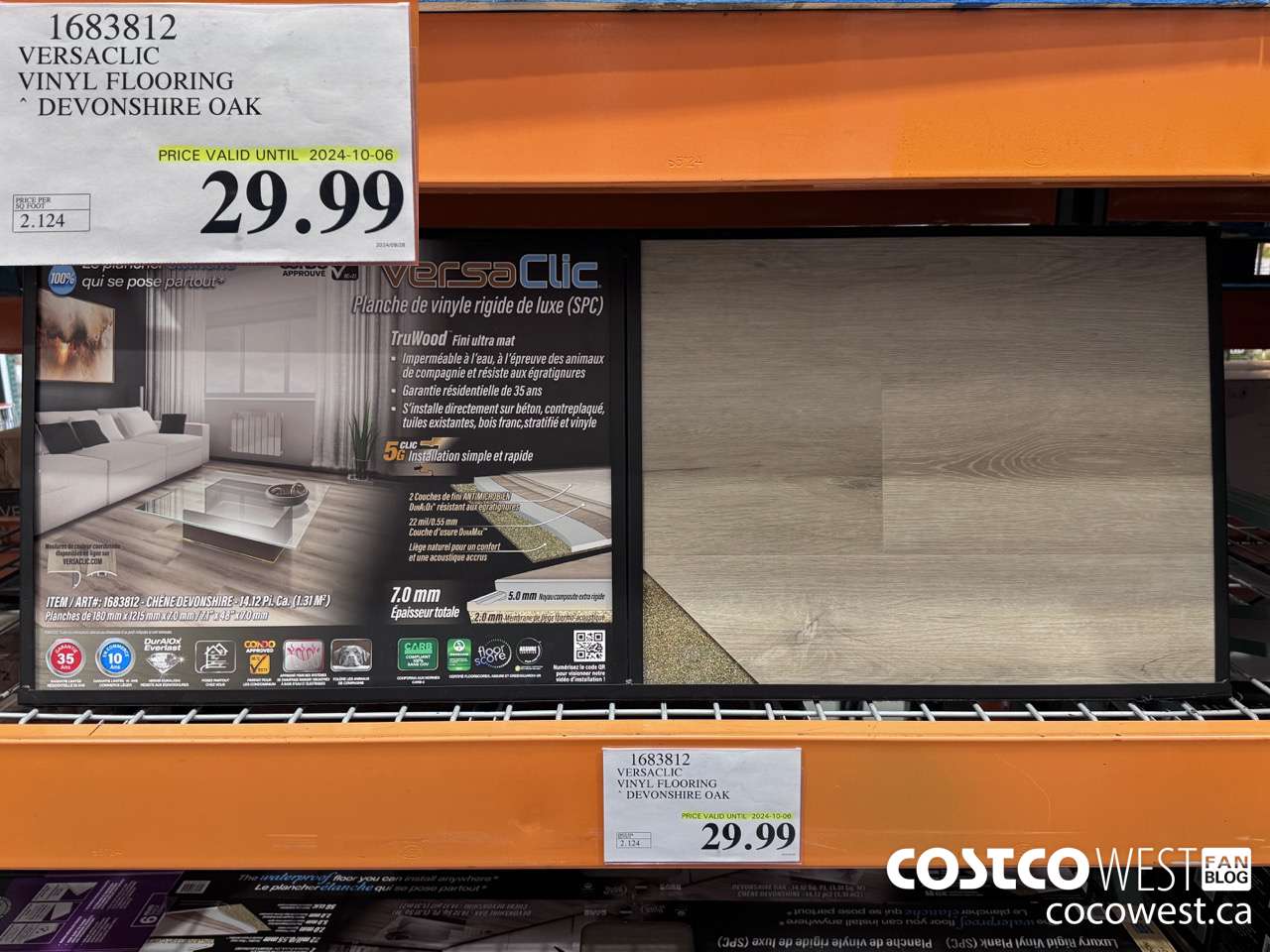 1683812 VERSACLIC VINYL FLOORING DEVONSHIRE OAK (EXPIRES ON 2024-10-06) $29.99