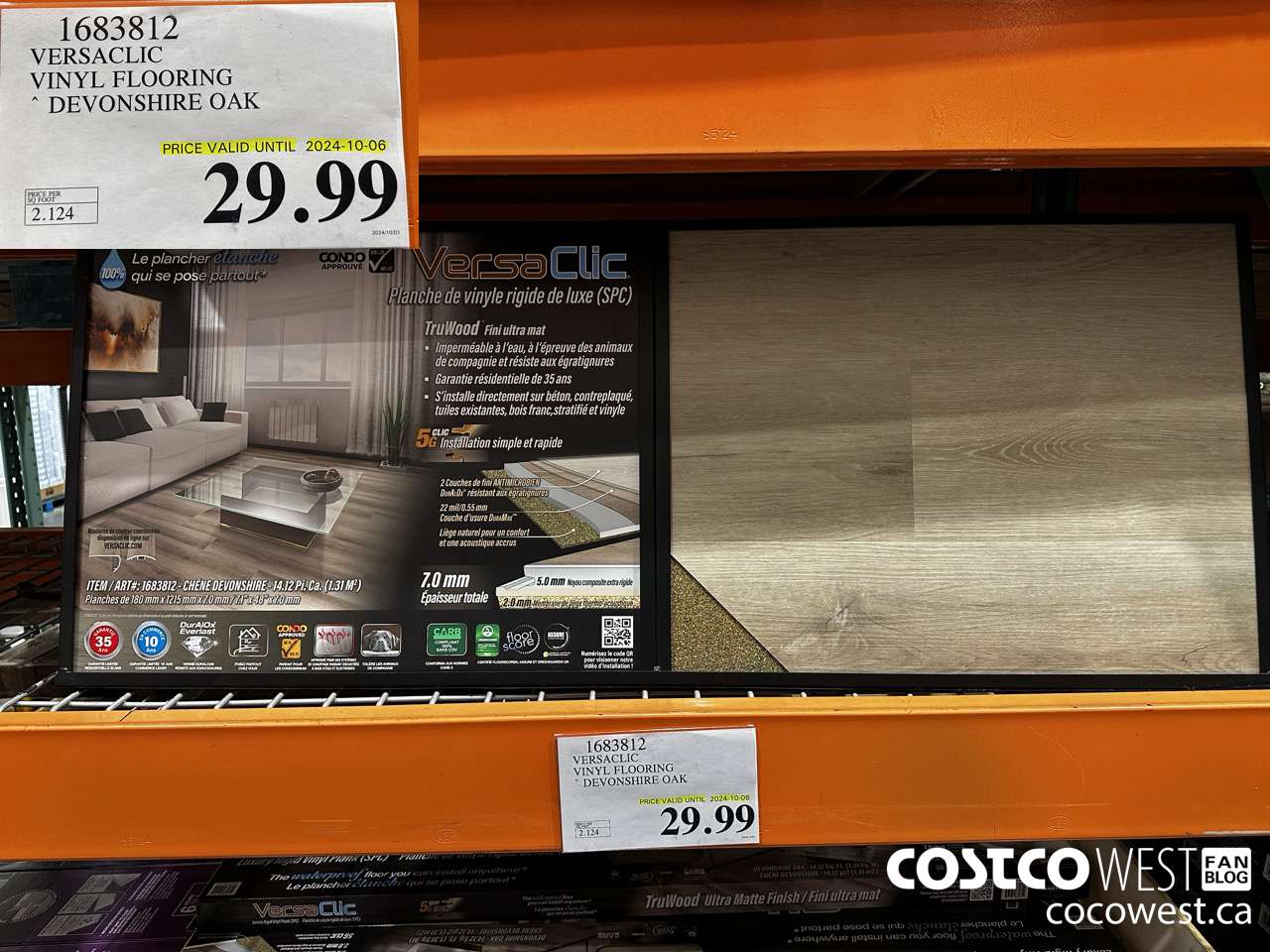 1683812 VERSACLIC VINYL FLOORING DEVONSHIRE OAK (EXPIRES ON 2024-10-06) $29.99