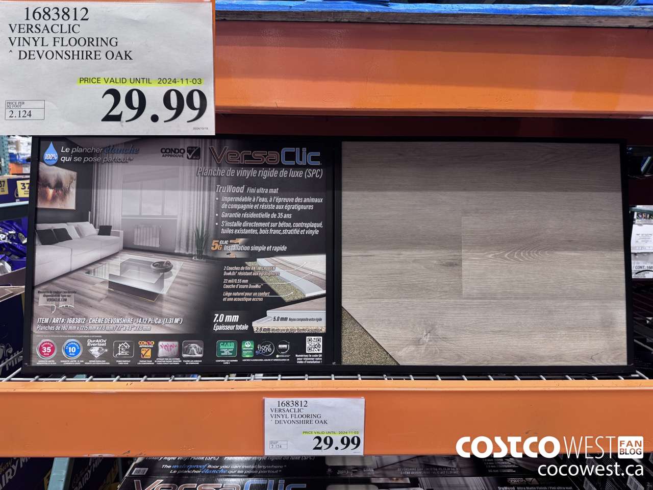 1683812 VERSACLIC VINYL FLOORING DEVONSHIRE OAK (EXPIRES ON 2024-11-03) $29.99