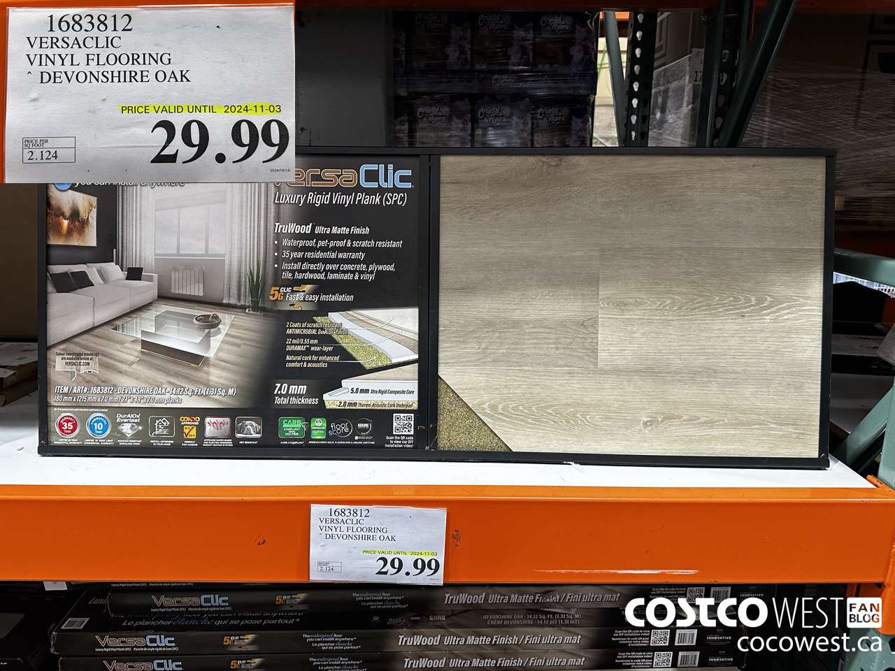 1683812 VERSACLIC VINYL FLOORING DEVONSHIRE OAK (EXPIRES ON 2024-11-03) $29.99