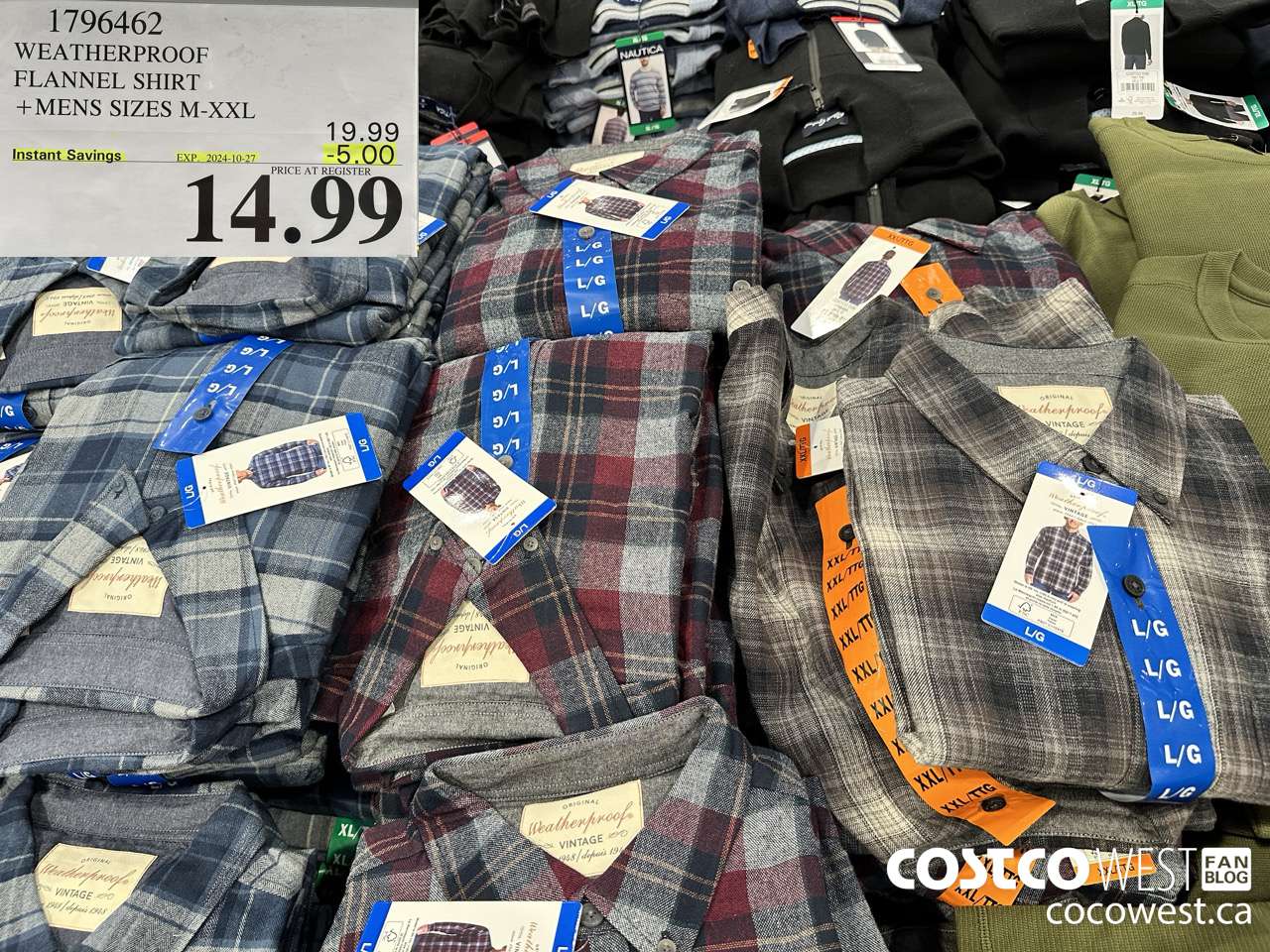 1796462 WEATHERPROOF FLANNEL SHIRT MENS SIZES M-XXL ($5.00 INSTANT SAVINGS EXPIRES ON 2024-10-27) $14.99