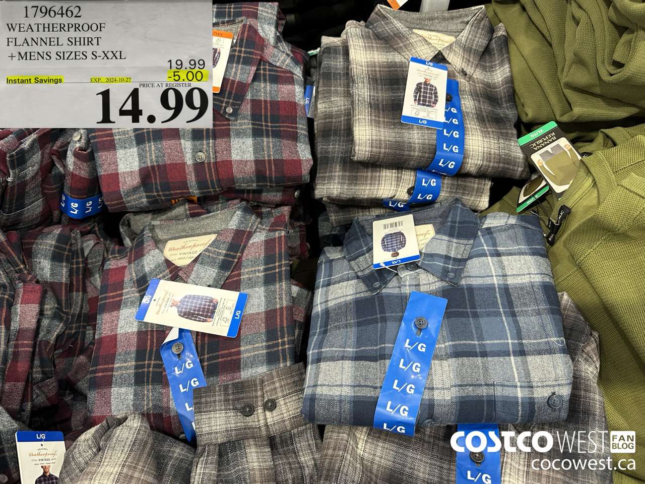 1796462 WEATHERPROOF FLANNEL SHIRT MENS SIZES S-XXL ($5.00 INSTANT SAVINGS EXPIRES ON 2024-10-27) $14.99