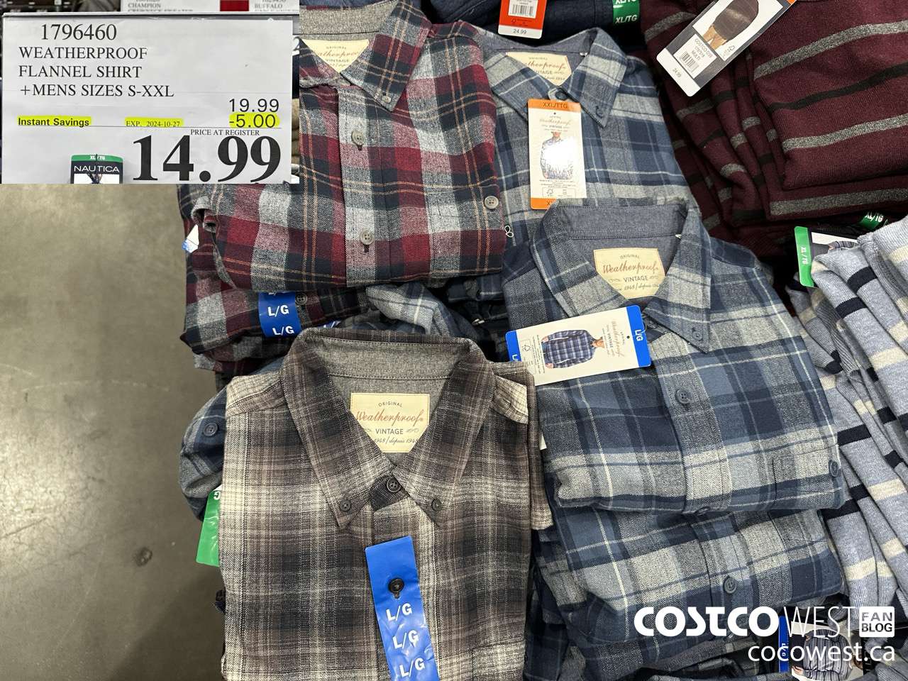 1796460 WEATHERPROOF FLANNEL SHIRT MENS SIZES S-XXL ($5.00 INSTANT SAVINGS EXPIRES ON 2024-10-27) $14.99