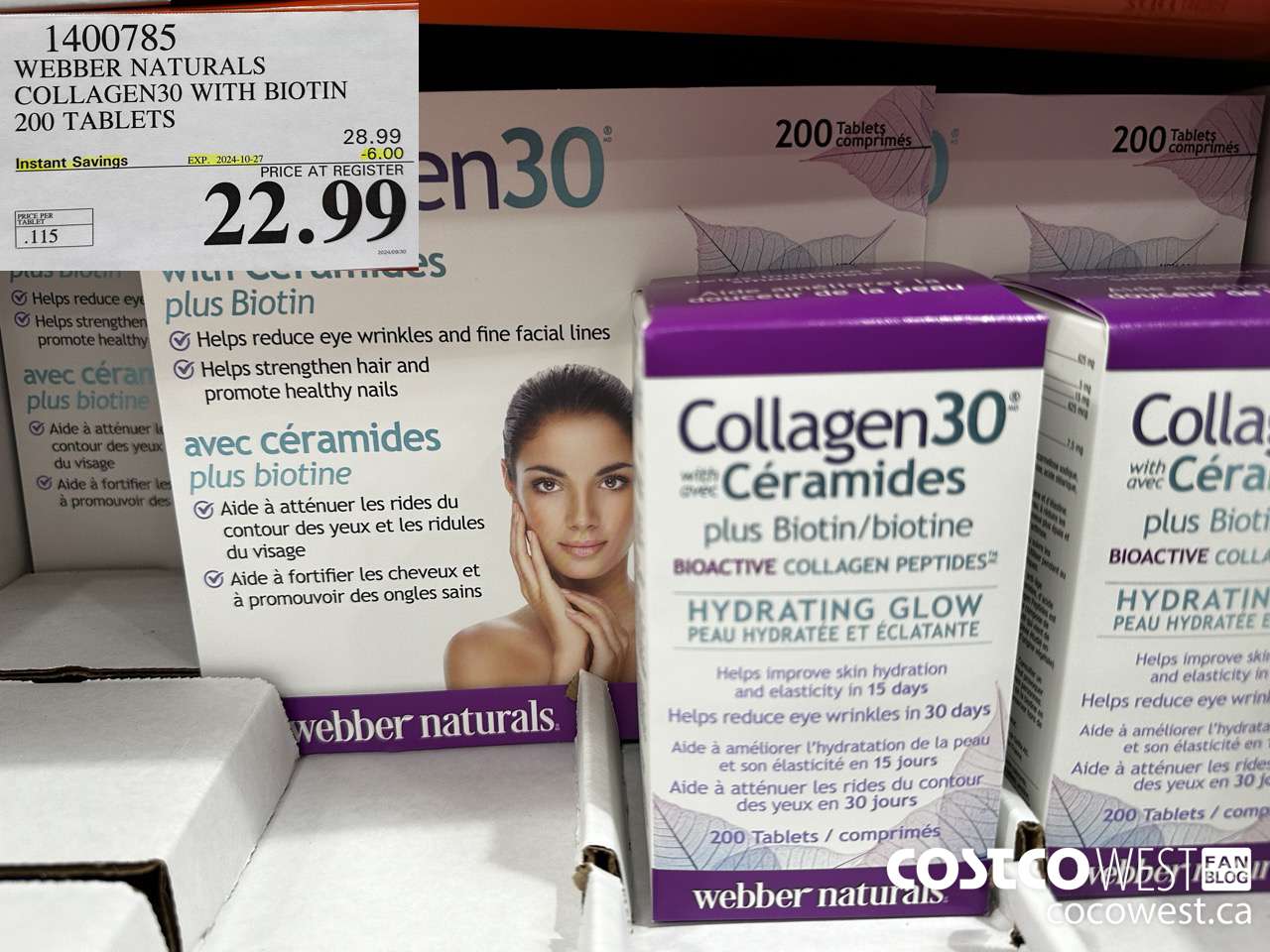 1400785 WEBBER NATURALS COLLAGEN30 WITH BIOTIN & CERAMIDES 200 TABLET ($6.00 INSTANT SAVINGS EXPIRES ON 2024-10-27) $22.99