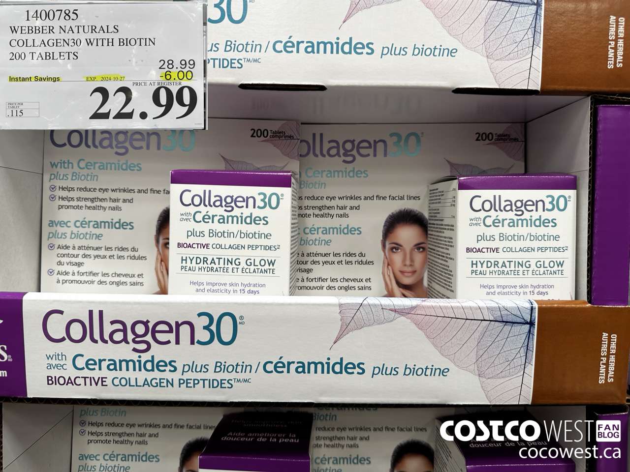 1400785 WEBBER NATURALS COLLAGEN30 WITH BIOTIN & CERAMIDES 200 TABLET ($6.00 INSTANT SAVINGS EXPIRES ON 2024-10-27) $22.99