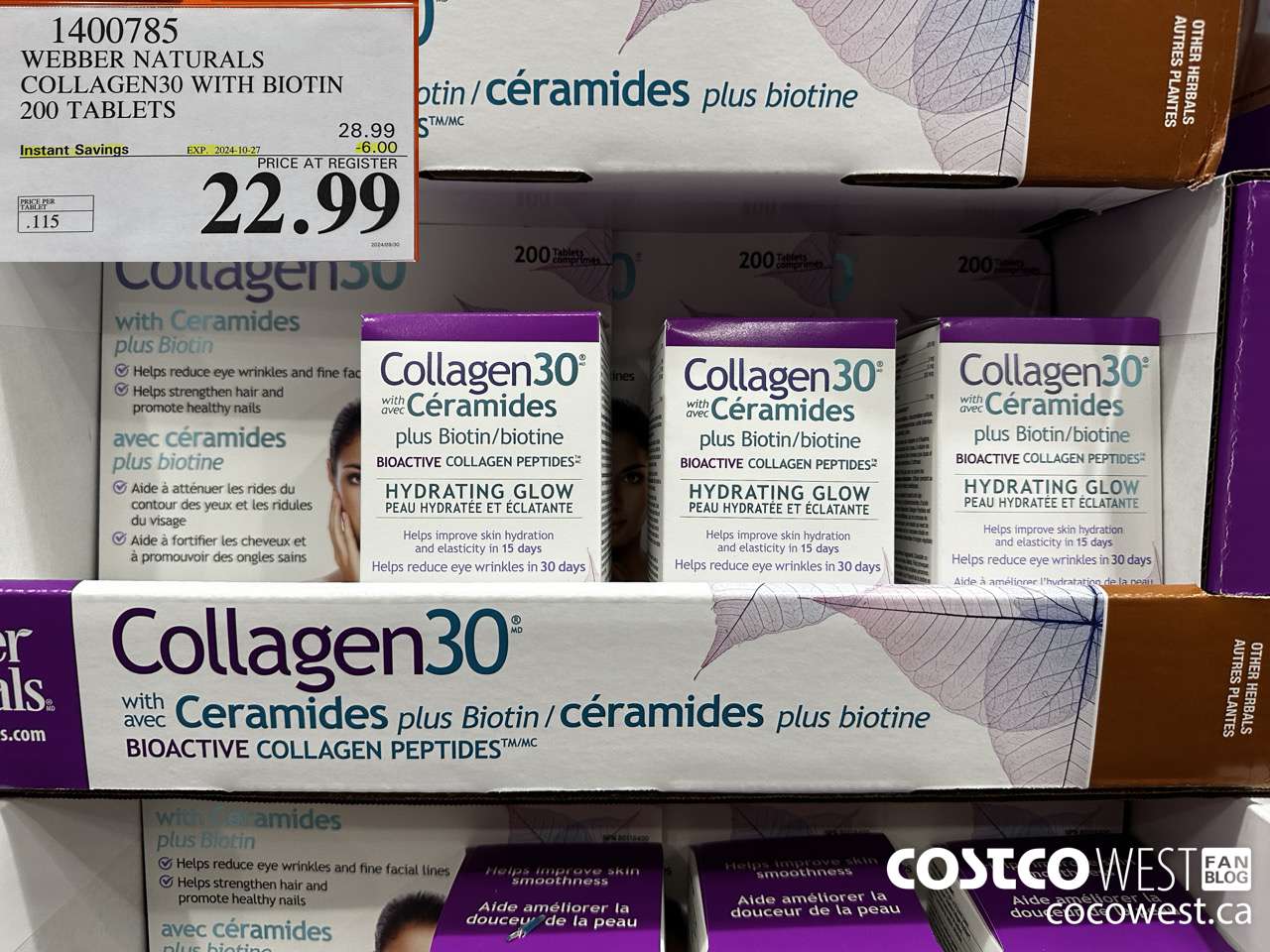 1400785 WEBBER NATURALS COLLAGEN30 WITH BIOTIN & CERAMIDES 200 TABLET ($6.00 INSTANT SAVINGS EXPIRES ON 2024-10-27) $22.99
