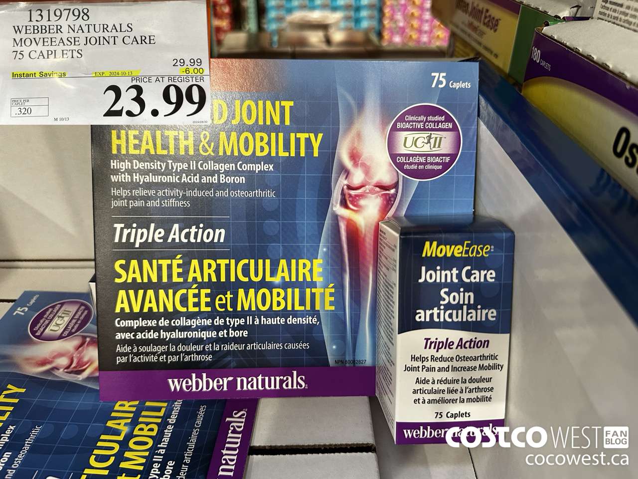 1319798 WEBBER NATURALS MOVEEASE TRIPLE ACTION JOINT 75 CAPLETS ($6.00 INSTANT SAVINGS EXPIRES ON 2024-10-13) $23.99