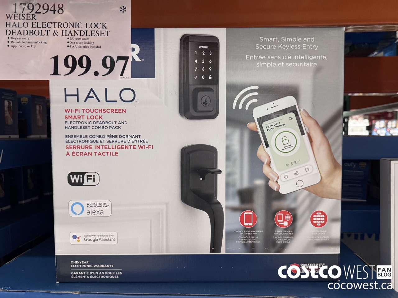 1792948 WEISER HALO ELECTRONIC LOCK DEADBOLT & HANDLESET $199.97