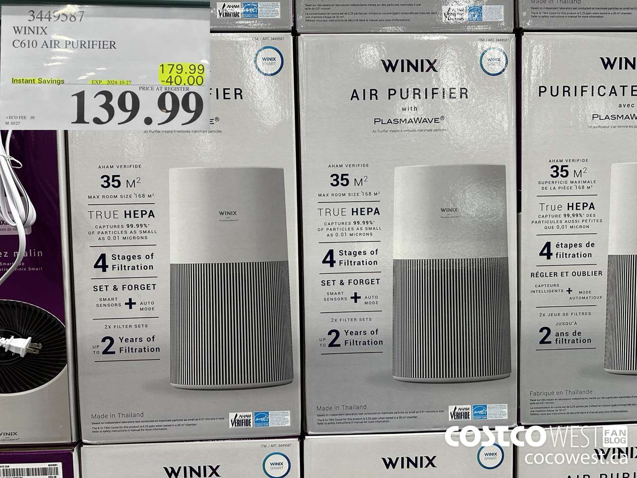 3449587 WINIX C610 AIR PURIFIER ($40.00 INSTANT SAVINGS EXPIRES ON 2024-10-27) $139.99