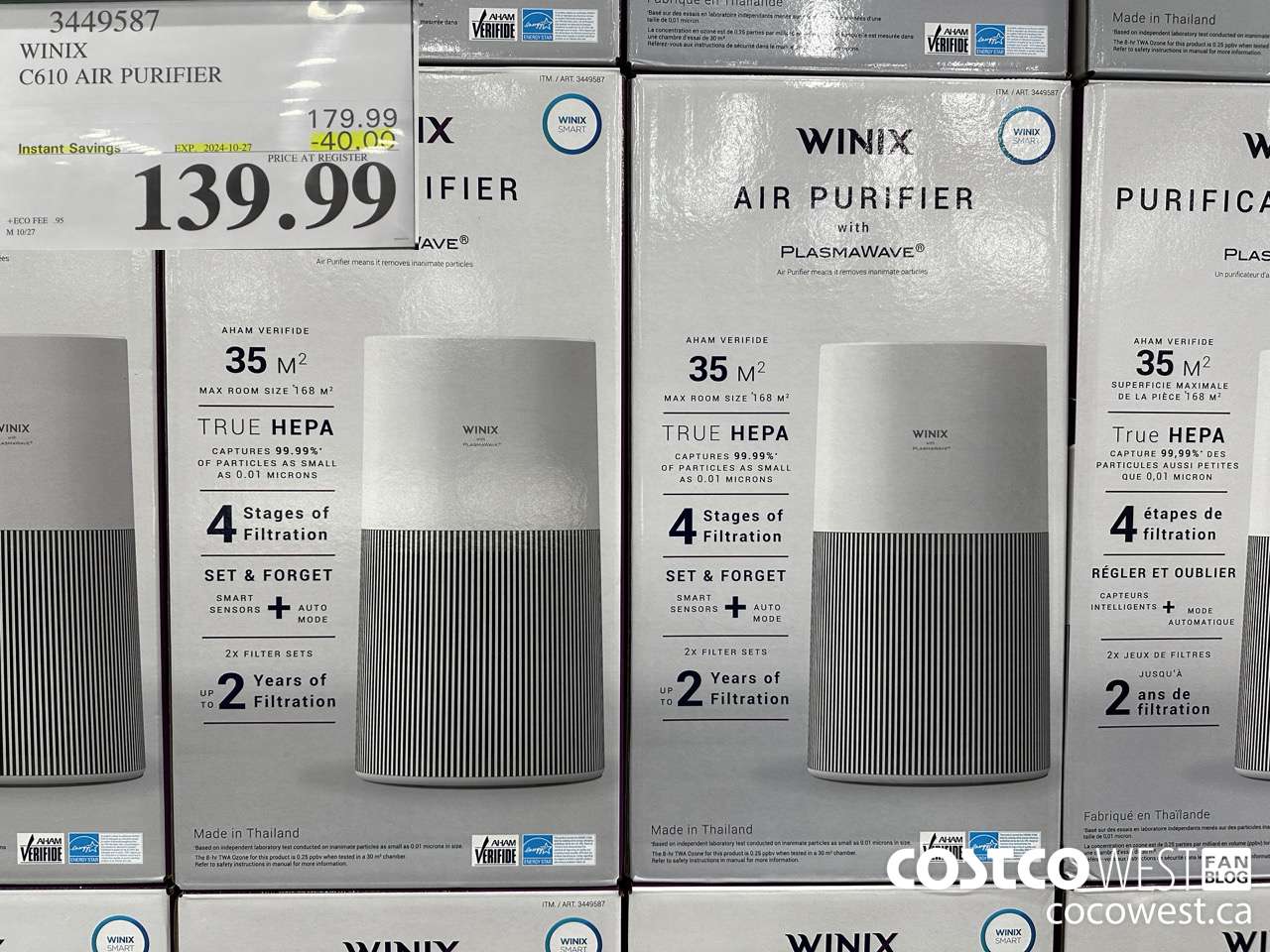 3449587 WINIX C610 AIR PURIFIER ($40.00 INSTANT SAVINGS EXPIRES ON 2024-10-27) $139.99