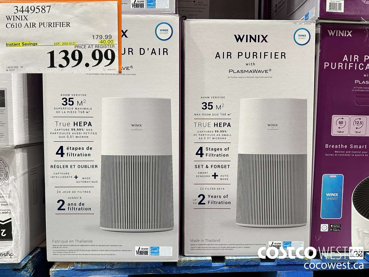 3449587 WINIX C610 AIR PURIFIER ($40.00 INSTANT SAVINGS EXPIRES ON 2024-10-27) $139.99