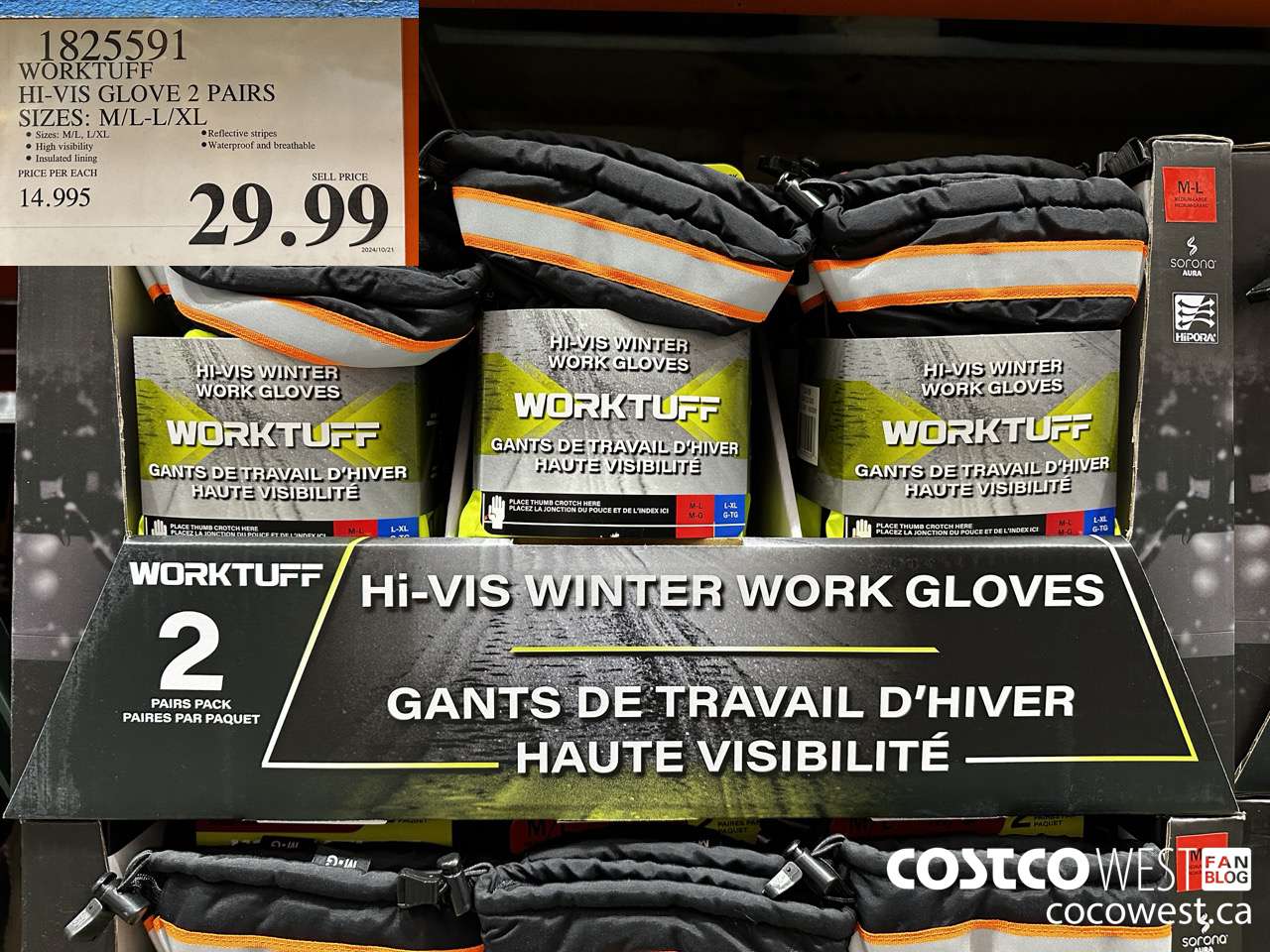 1825591 WORKTUFF HI-VIS WORK GLOVE PACK OF 2 $29.99