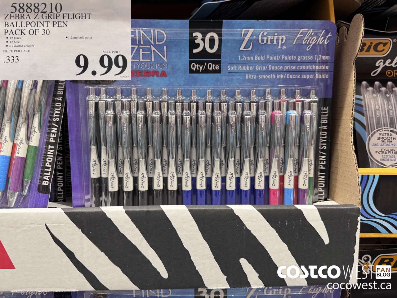 5888210 ZEBRA Z GRIP FLIGHT PENS PACK OF 30 $9.99